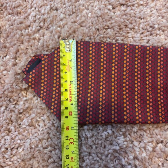 Saville Row 100% Silk Tie Red/Orange Polka Dots Art - Made in Korea 57"L 4"W - Picture 4 of 4